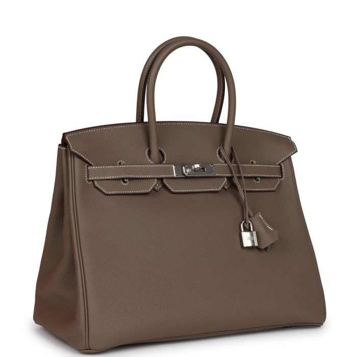 Handmade Bag HB 35 Etoupe Togo Palladium Hardware - 图片 2
