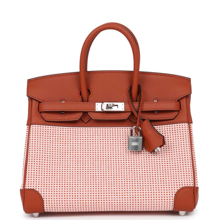 Handmade Bag HQB 25 Sanguine Swift and Toile Palladium Hardware