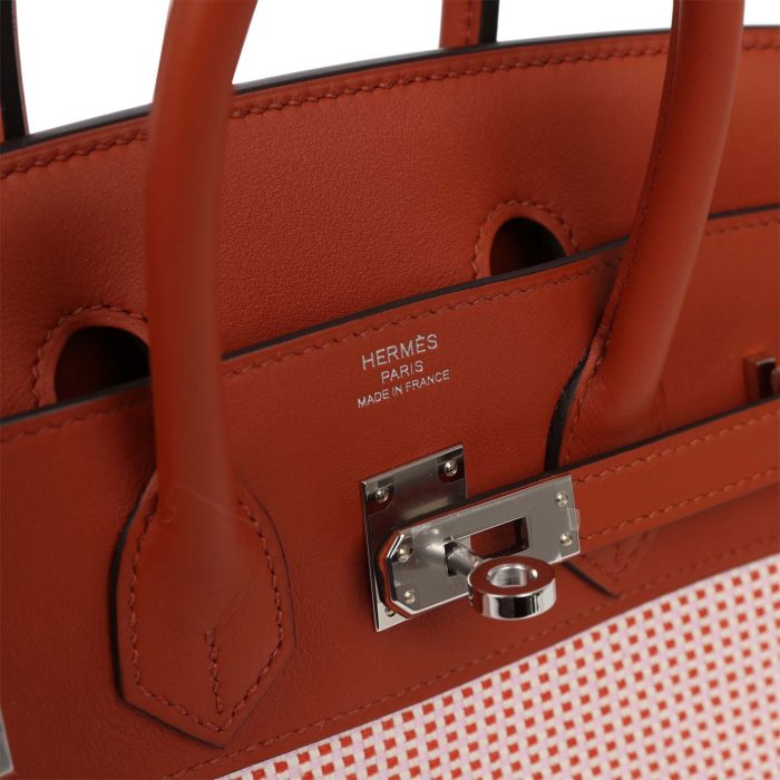Handmade Bag HQB 25 Sanguine Swift and Toile Palladium Hardware - 图片 5
