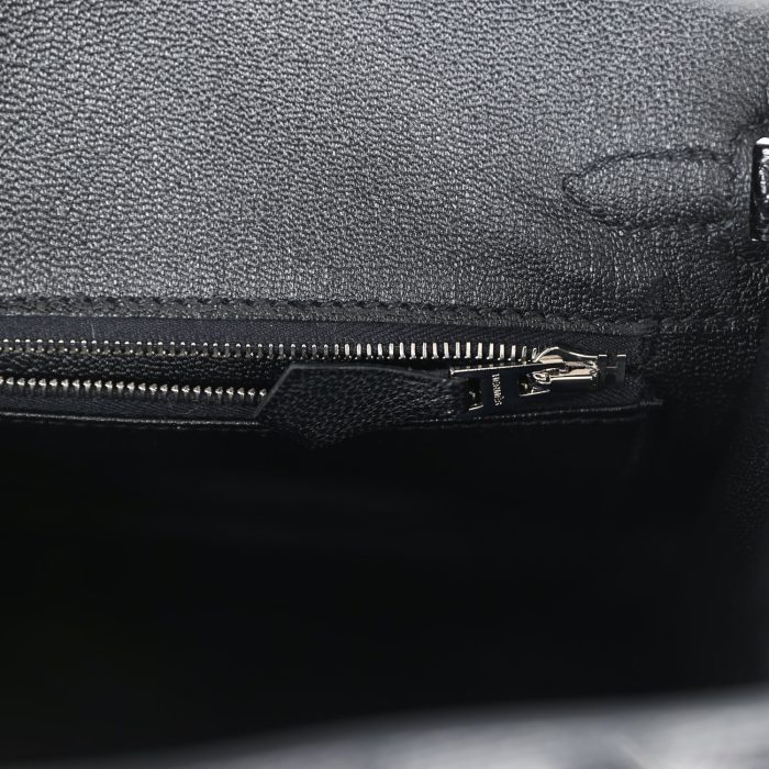 Handmade Bag HB 25 Black Shiny Varanus Niloticus Lizard Palladium Hardware - 图片 8
