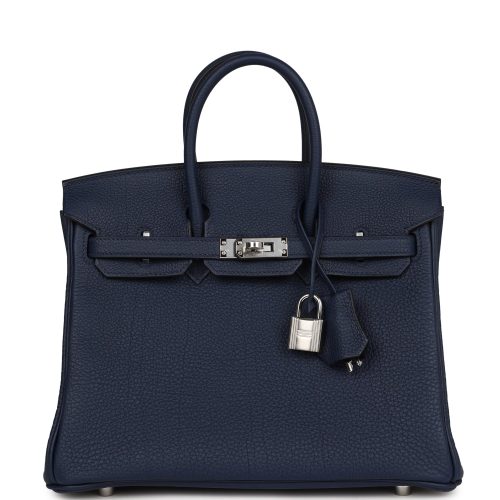 Handmade Bag HB 25 Bleu Navy Togo Palladium Hardware