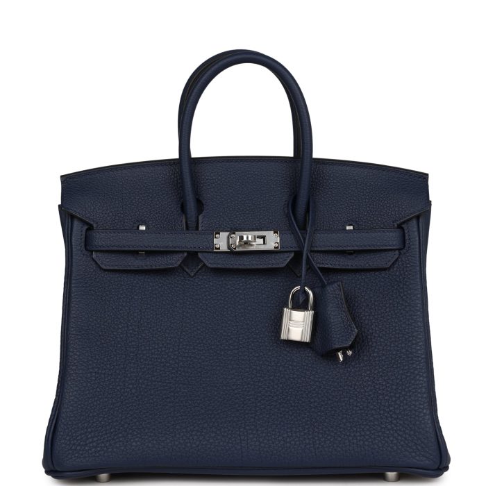 Handmade Bag HB 25 Bleu Navy Togo Palladium Hardware