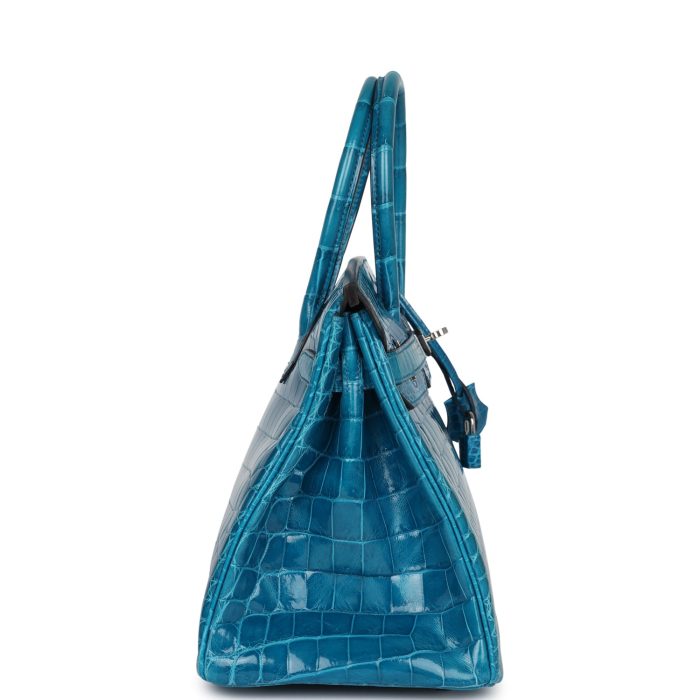 Handmade Bag HB 30 Bleu Izmir Shiny Niloticus Crocodile Palladium Hardware - 图片 3