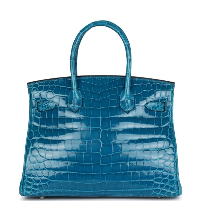 Handmade Bag HB 30 Bleu Izmir Shiny Niloticus Crocodile Palladium Hardware - 图片 4