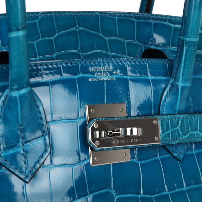 Handmade Bag HB 30 Bleu Izmir Shiny Niloticus Crocodile Palladium Hardware - 图片 6