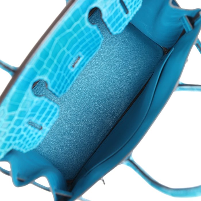 Handmade Bag HB 30 Bleu Izmir Shiny Niloticus Crocodile Palladium Hardware - 图片 7