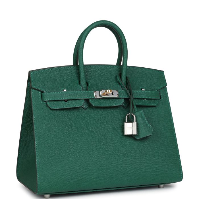 Handmade Bag HB Sellier 25 Vert Moyen Epsom Electrum Hardware - 图片 2